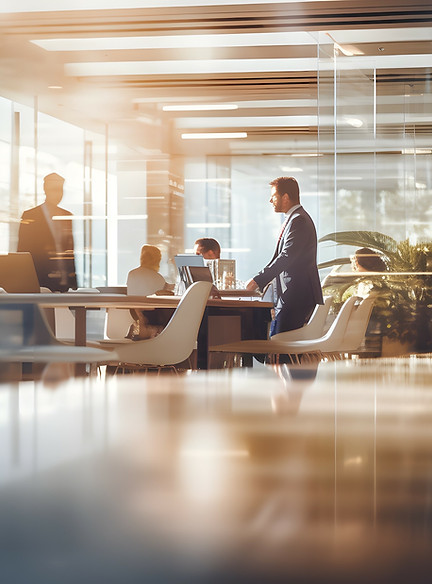 ai image of team members in an office with lots of natural light